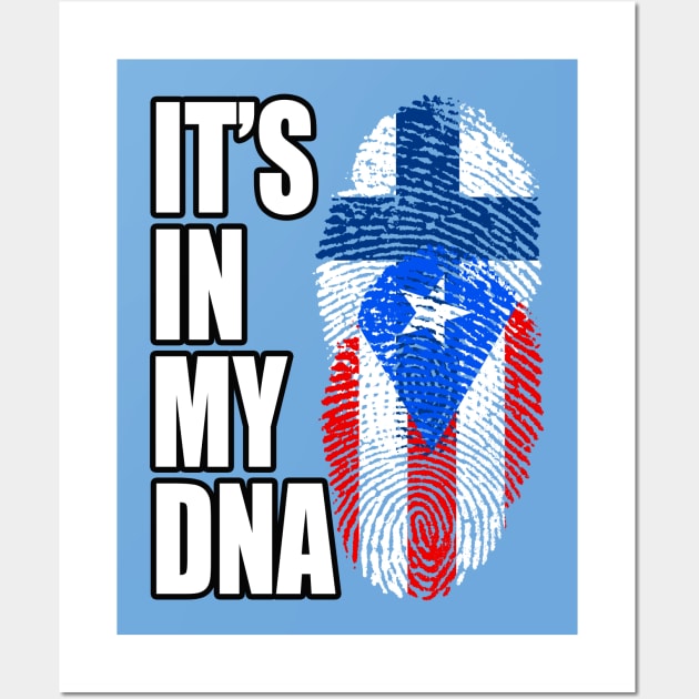 Finnish And Puerto Rican Mix DNA Flag Heritage Wall Art by Just Rep It!!